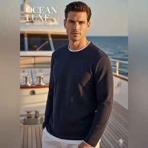 Zara Men's Navy Crewneck Sweater